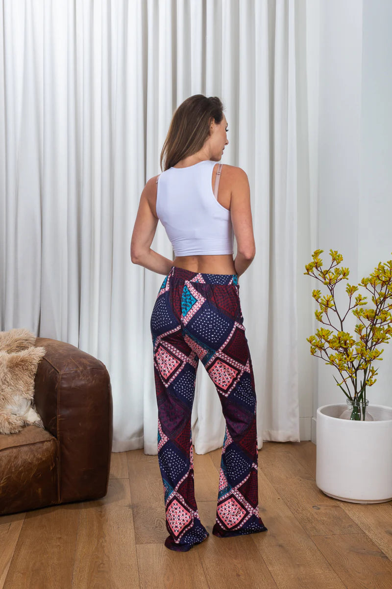 Groovy Dude Geo print high waist flare palazzo pant