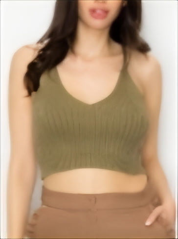 Green cami crop tank