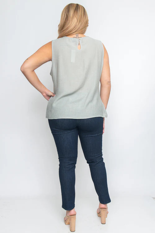 Sage semi-opaque PLUS sleeveless top