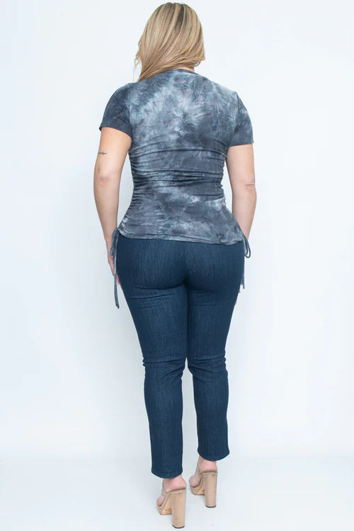 Hippie PLUS tie dye top with scrunched tie sides