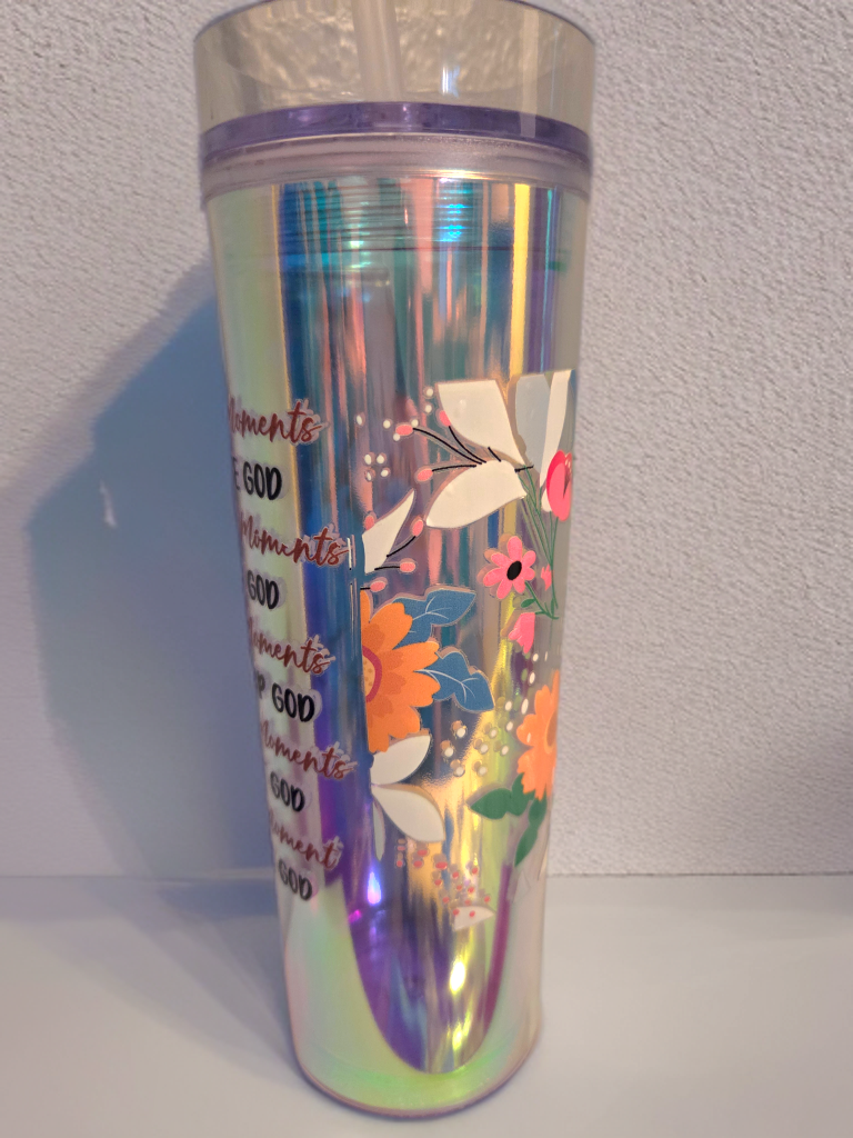 16oz "God" tumbler with straw