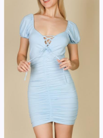 Baby blue ruched dress, Medium