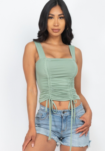 Gray crop top with adjustable ruching, Sz. Large