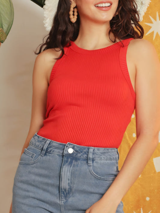 Red bodysuit, racerback, thong, XS