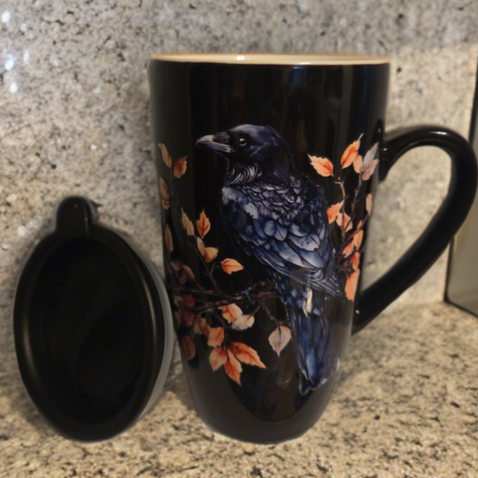 16oz coffee mug with lid, Black
