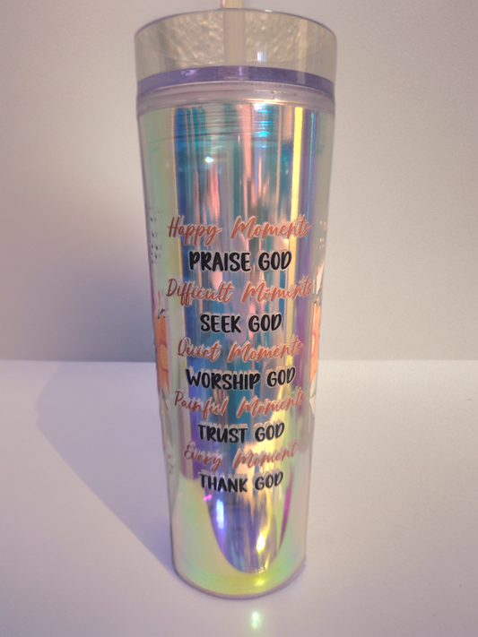 16oz "God" tumbler with straw