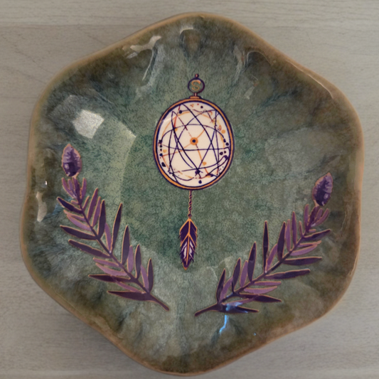 Dream catcher trinket/jewelry tray, 4"