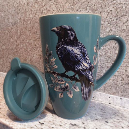 16oz coffee mug with lid, Blue